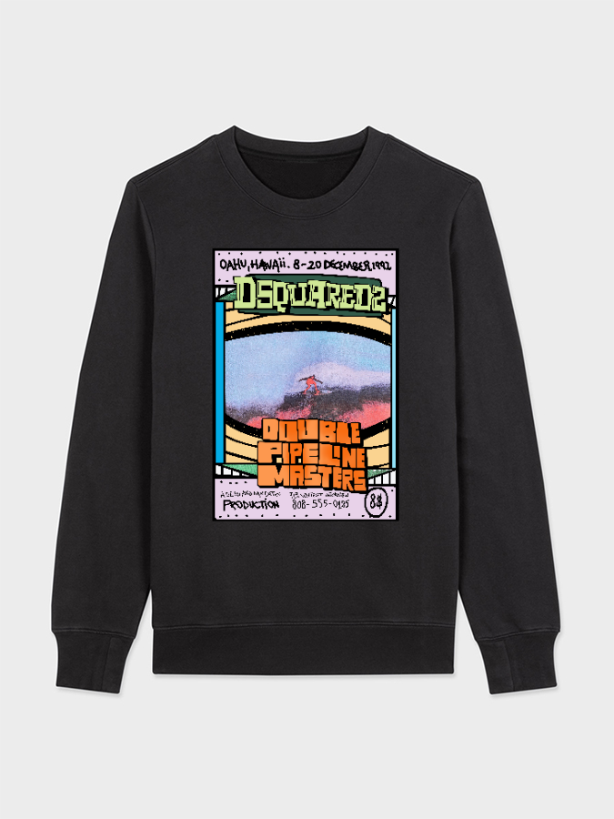Unisex Round Neck Casual Vintage Printed Long Sleeve Sweatshirt