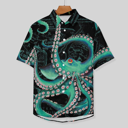 Men's Octopus Painted Art Print Vacation Hawaiian Shirt 2305106288