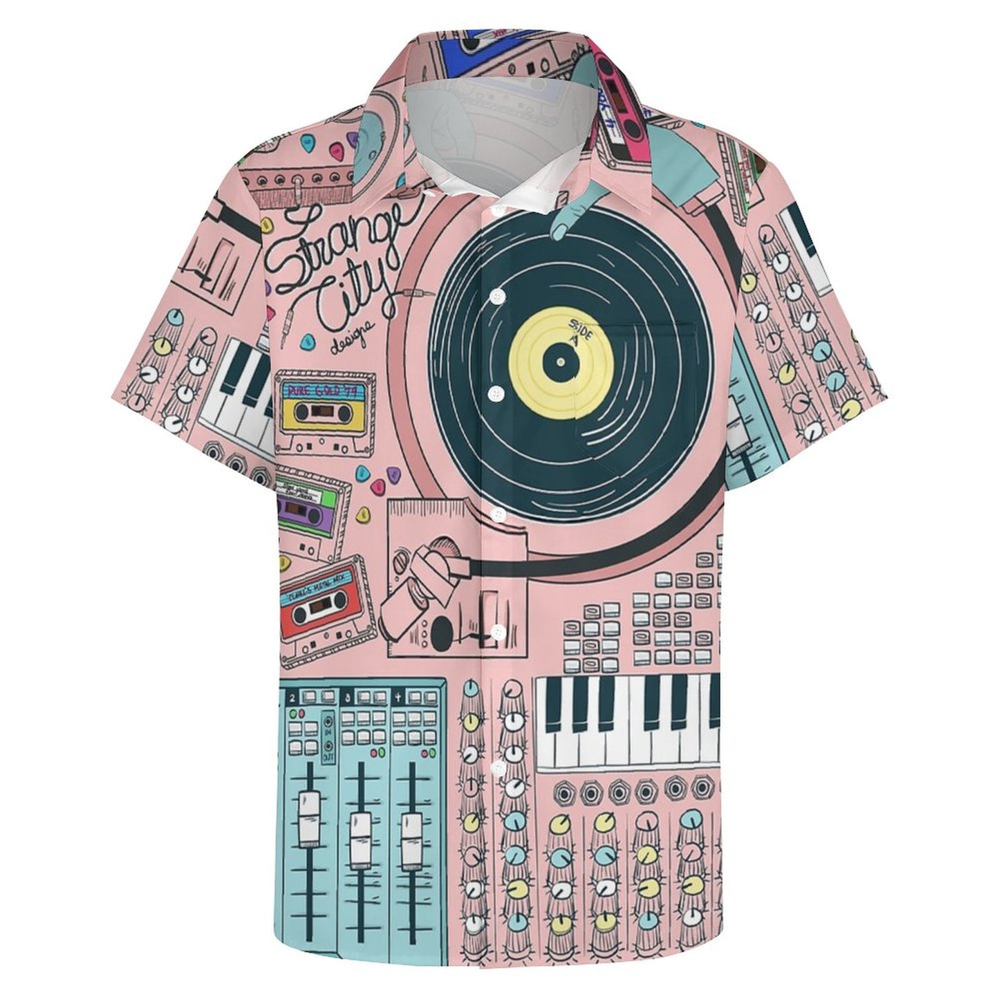 Men's Hawaiian Vinyl Print Vacation Shirt 2306101953