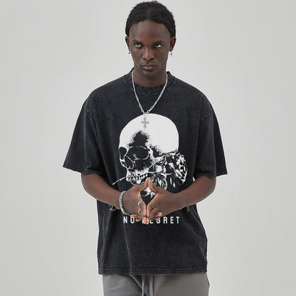 Mens Cotton Wash Solid T-Shirts Oversized Unisex Short Sleeve Streetwear Rap Hip Hop Basic Tee Tops 2305101629