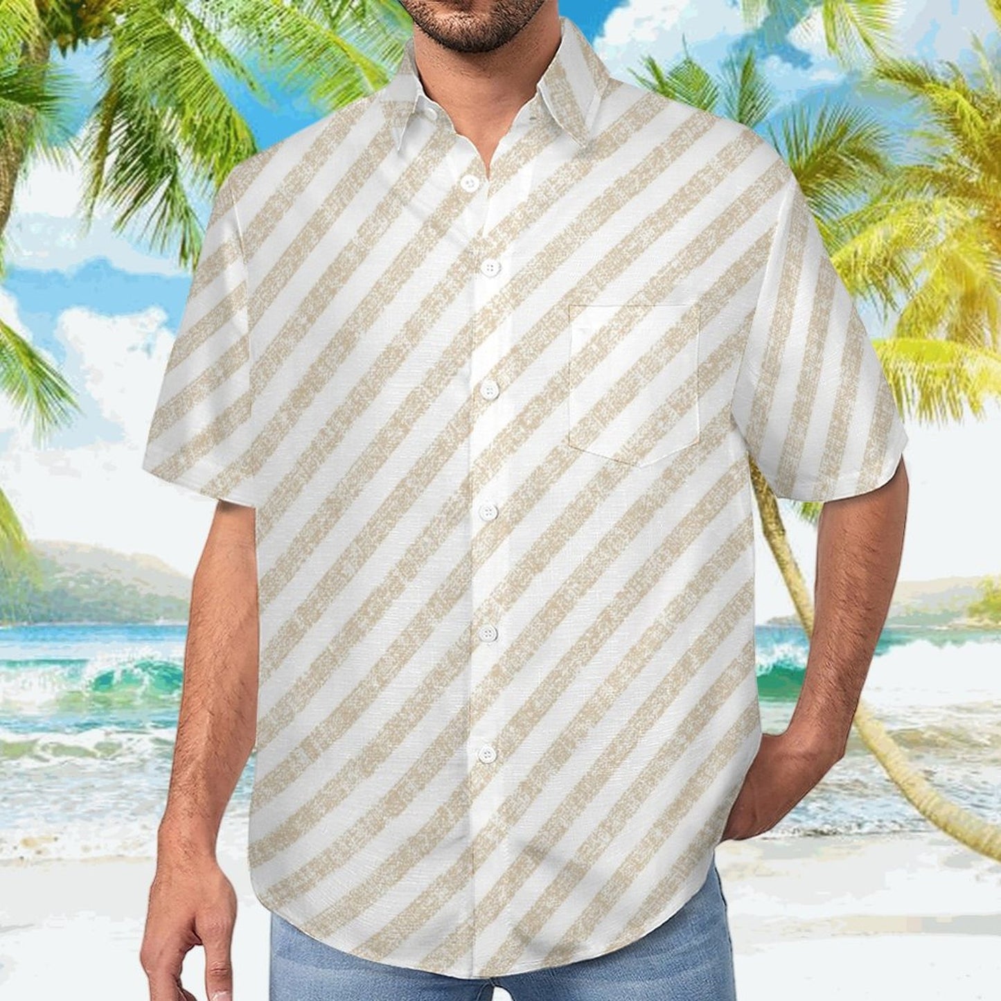 Men's Hawaiian Print Lapel Shirt 2304103745