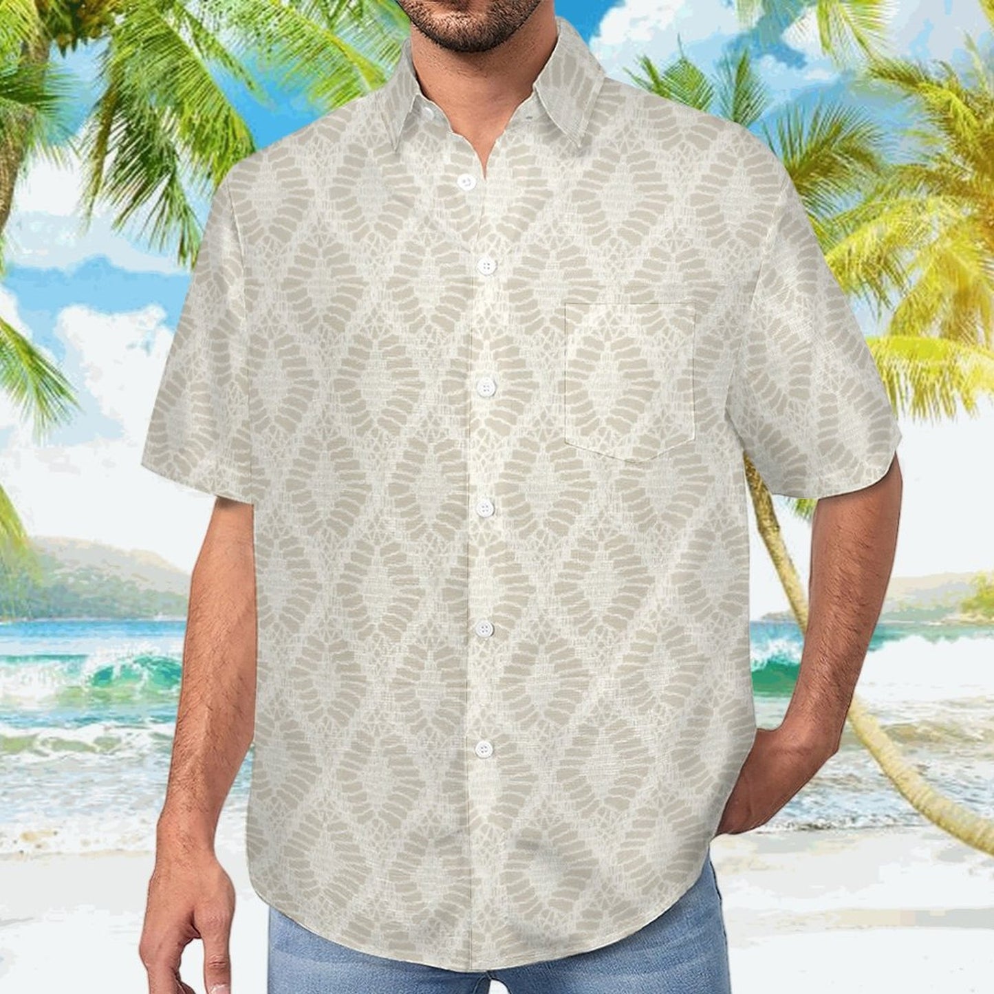 Men's Hawaiian Print Lapel Shirt 2304103746