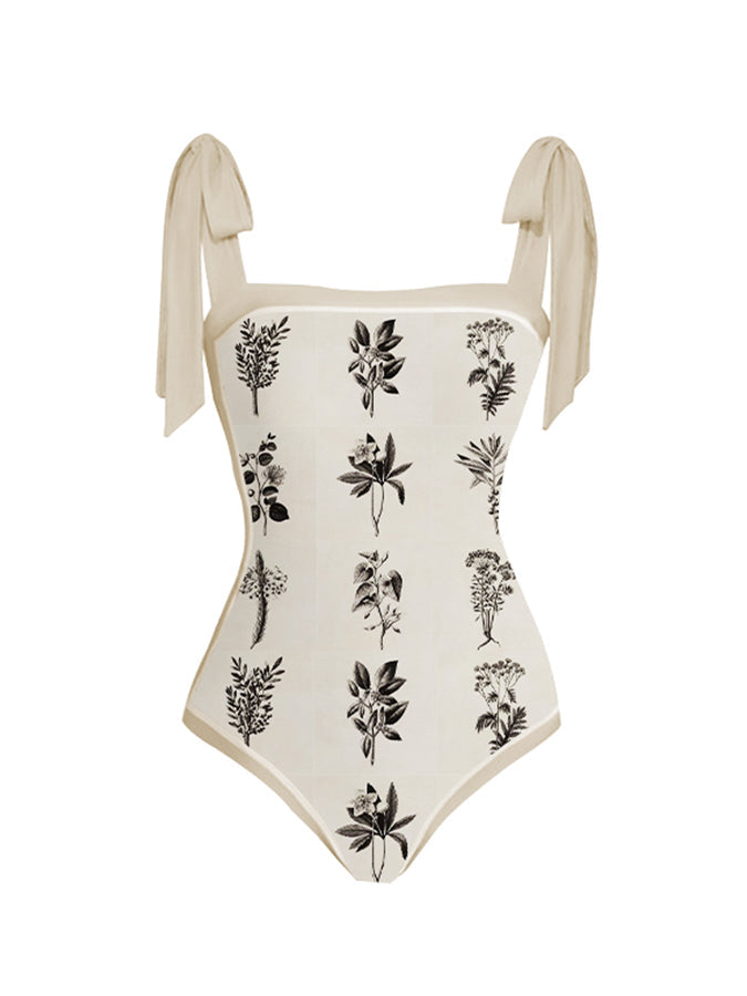 Printed Lace Up Chic One Piece Swimsuit