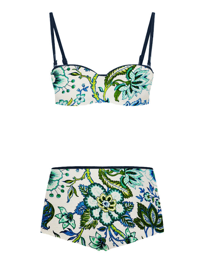 Fashion Vintage Floral Print Swimsuit and Cover Up