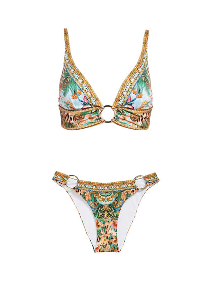 Print Flower Vintage Bikini And Cover up