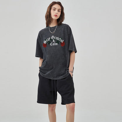Unisex Vintage Solid Wash T-Shirts 2305102859
