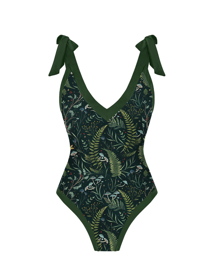 Garden Forest Printed One Piece And Skirt