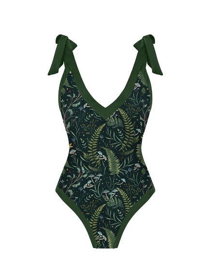 Garden Forest Printed One Piece And Skirt