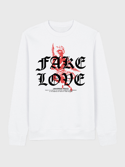 Unisex Round Neck Casual Peace Love Printed Long Sleeve Sweatshirt