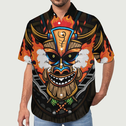 Men's TIKI Print Casual Short Sleeve Shirt 2306102581