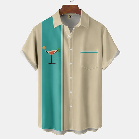 Men's Hawaiian Cocktail Print Resort Shirt 2306101926