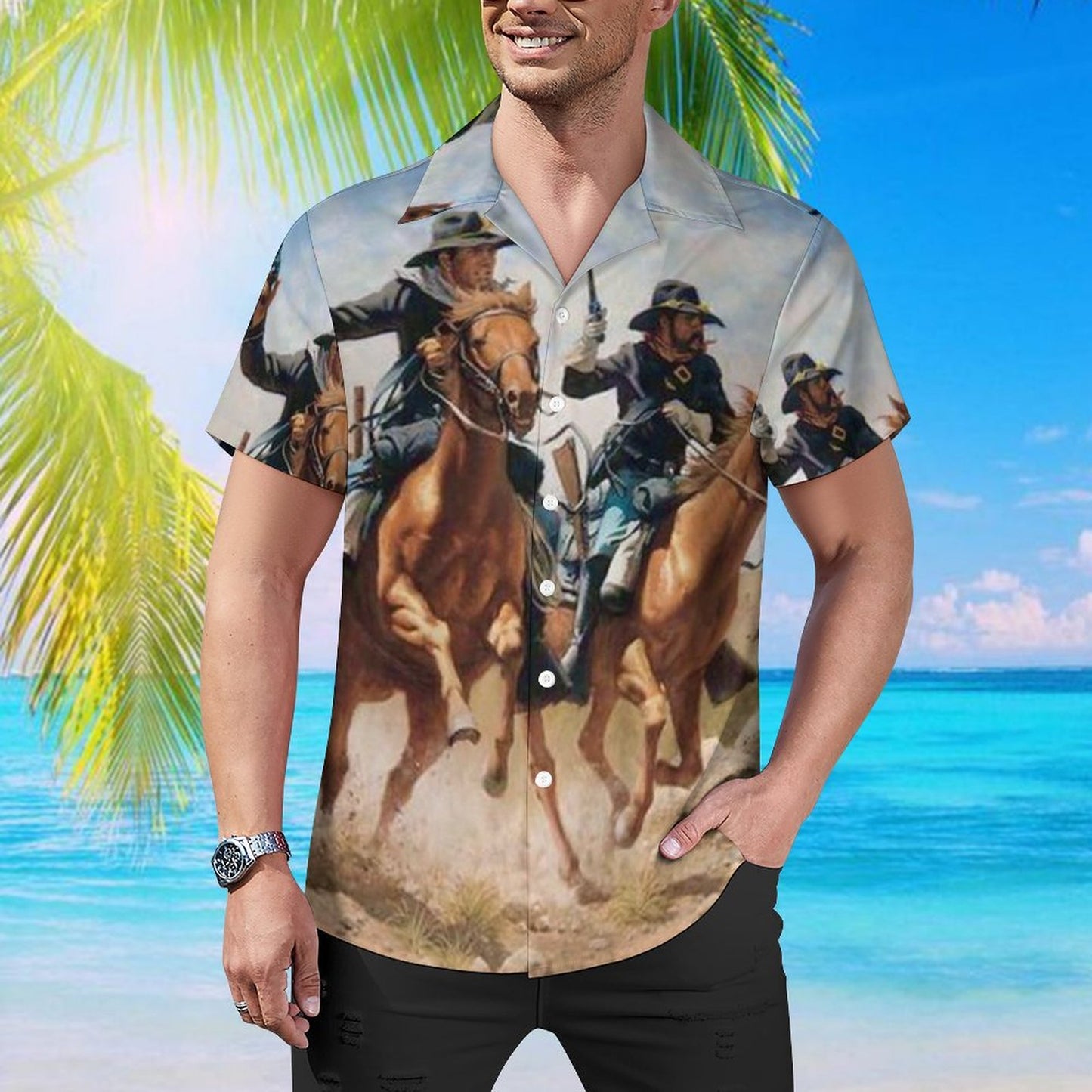 Men's Hawaiian Casual Short Sleeve Shirt 2305101807