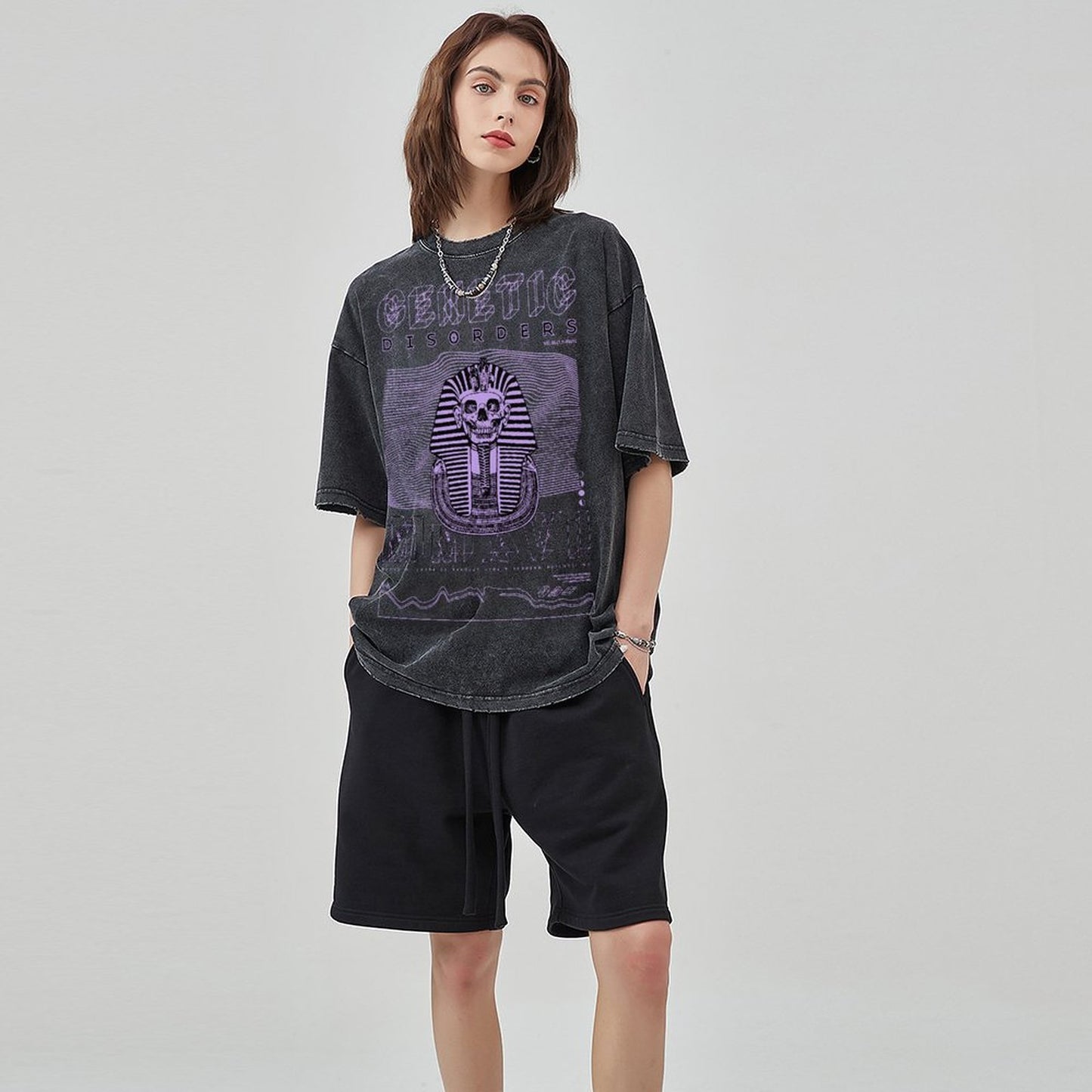 Unisex Vintage Solid Wash T-Shirts 2305101598