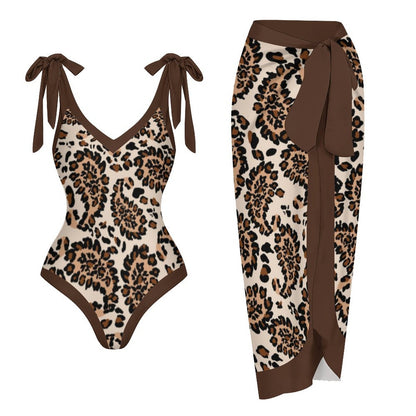 Casual Printed One-Piece Swimsuit And Cover Up 2305102690