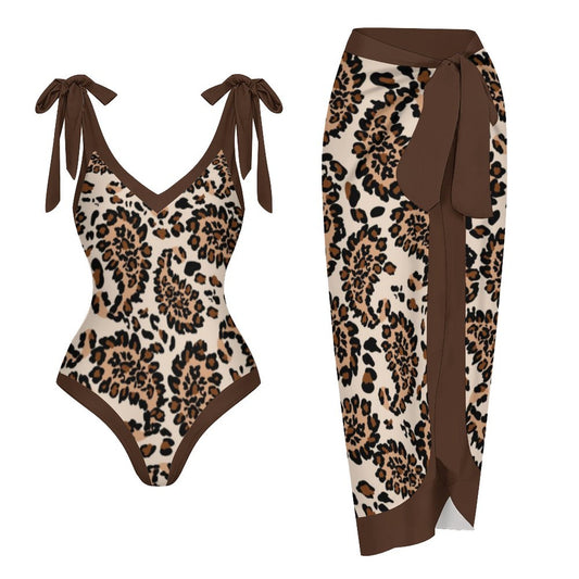 Casual Printed One-Piece Swimsuit And Cover Up 2305102690
