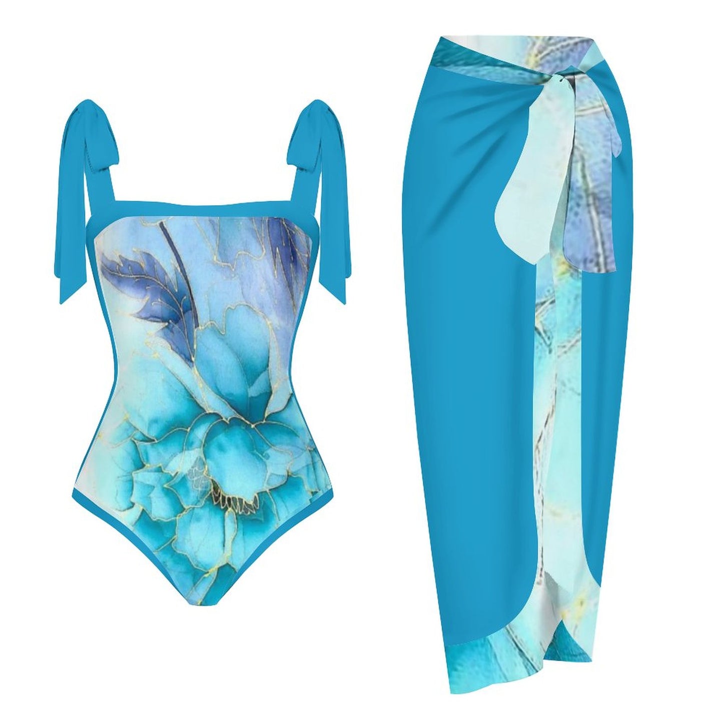 Fashion Printed One Piece Swimsuit And Cover Up 2306102467