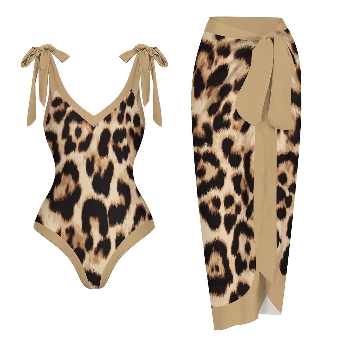 Casual Printed One-Piece Swimsuit And Cover Up 2305104281
