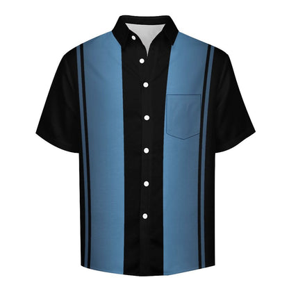 Striped Geometric Print Hawaiian Men's Casual Shirt
