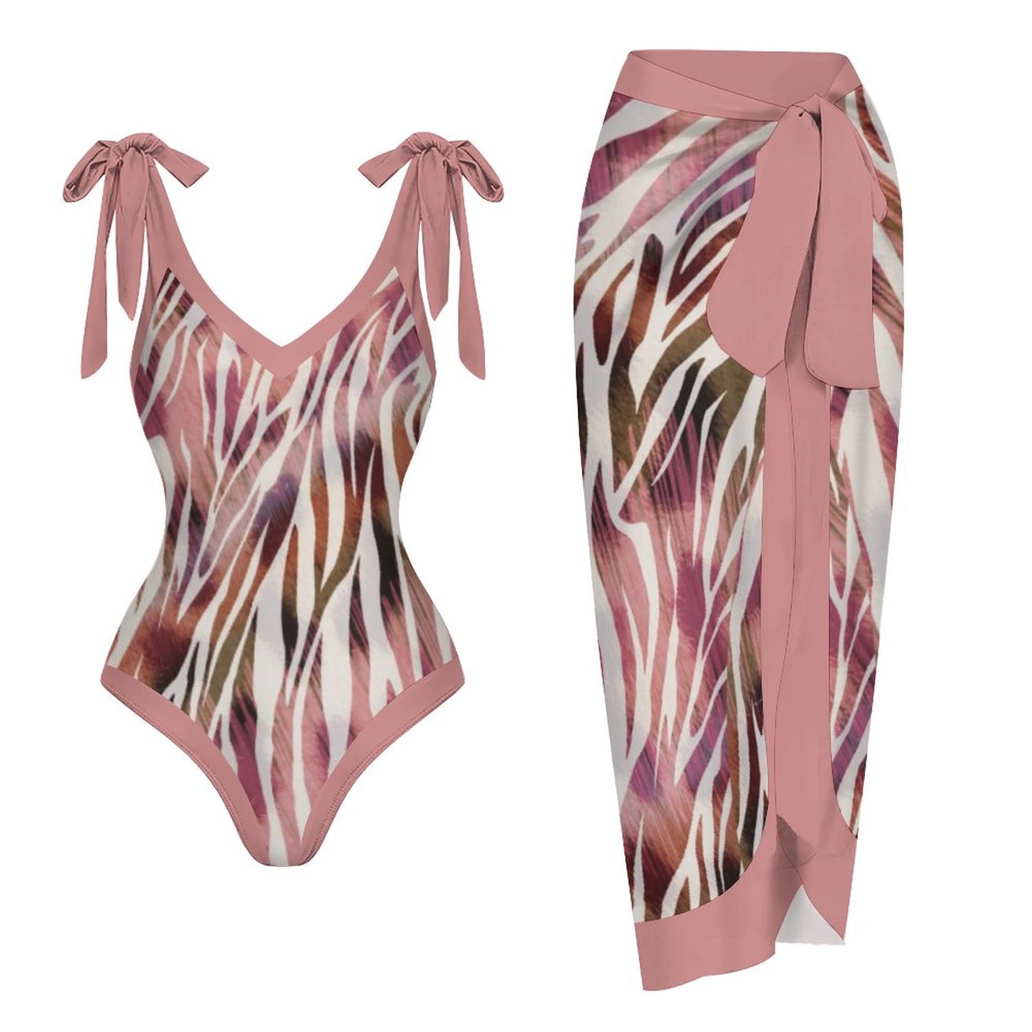 Casual Printed One-Piece Swimsuit And Cover Up 2305102669