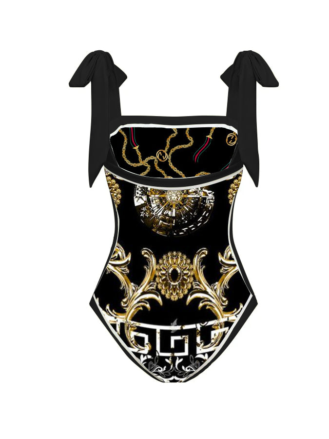 Dark Print Reversible One Piece Swimsuit And Cover up