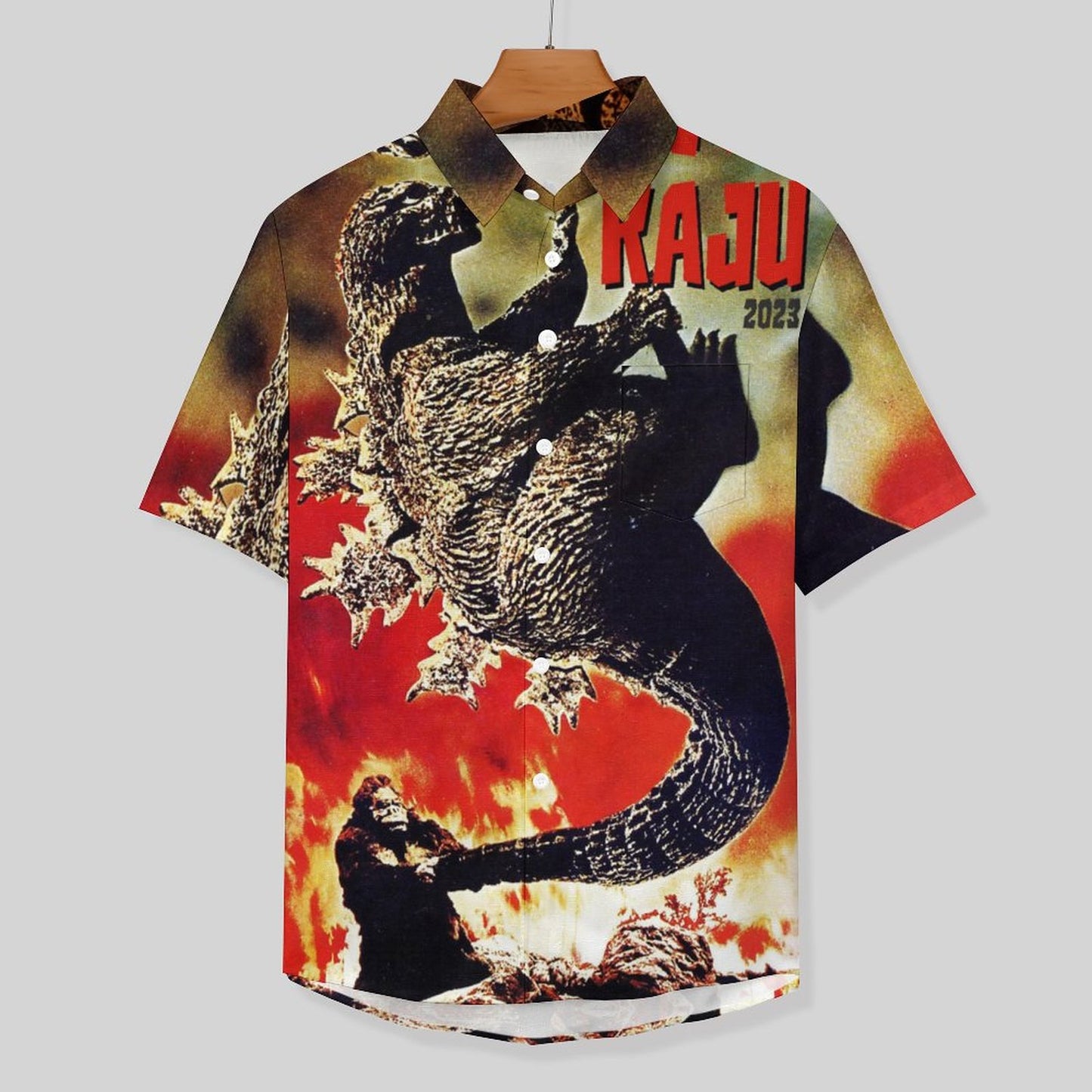 Men's Cotton Monster Print Vacation Hawaiian Shirt 2306101230