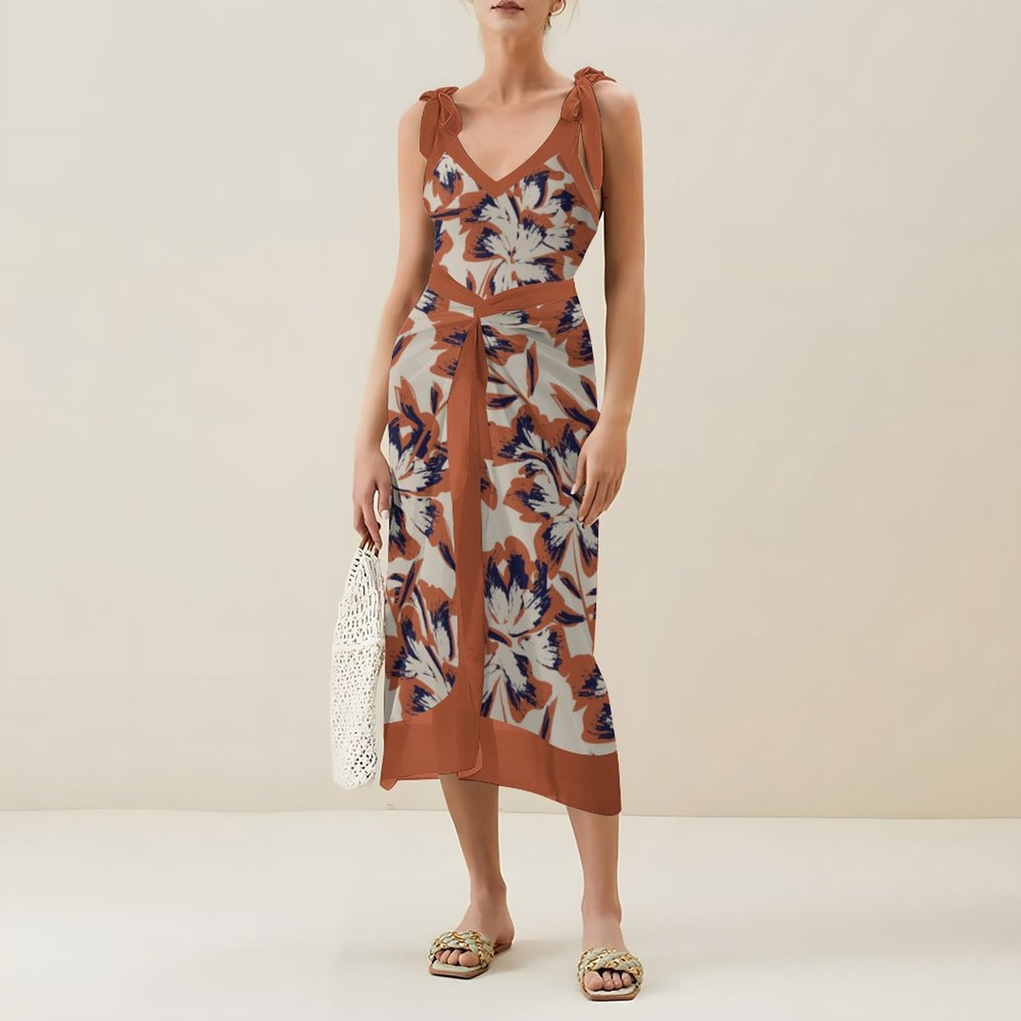 Casual Printed One-Piece Swimsuit And Cover Up 2305102449
