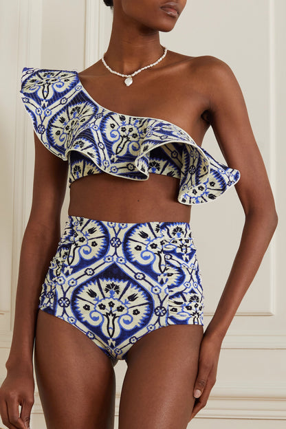 Fashion Ruched Printed Bikini