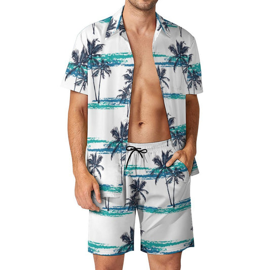 Men's Hawaiian Print Beach Two-Piece Suit 2305102352
