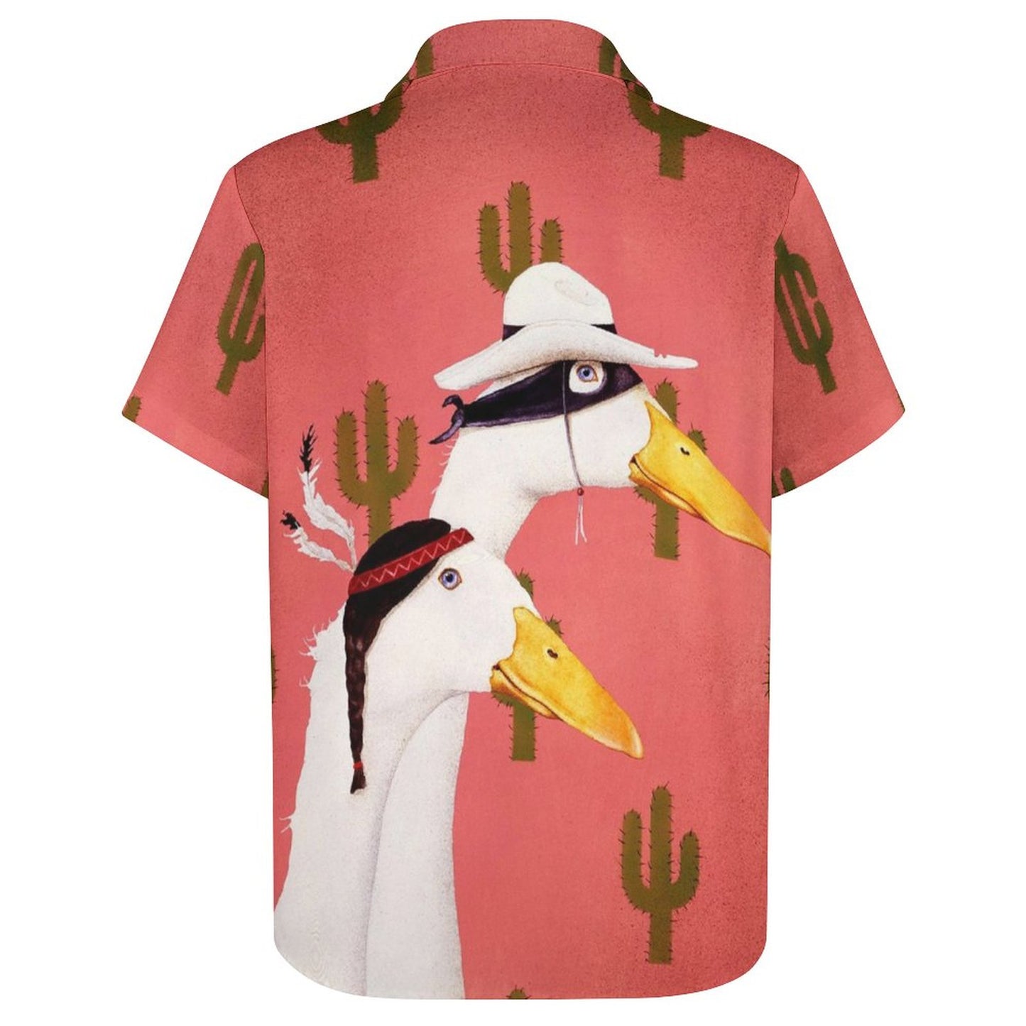 Men's Hawaiian Cactus Duck Print Casual Short Sleeve Shirt 2306102835