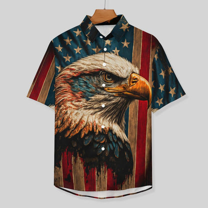 Men's Eagle Painted Art Print Vacation Hawaiian Shirt