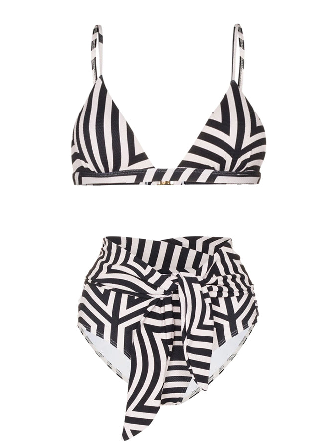 Geometric Print Bikini and Kimono
