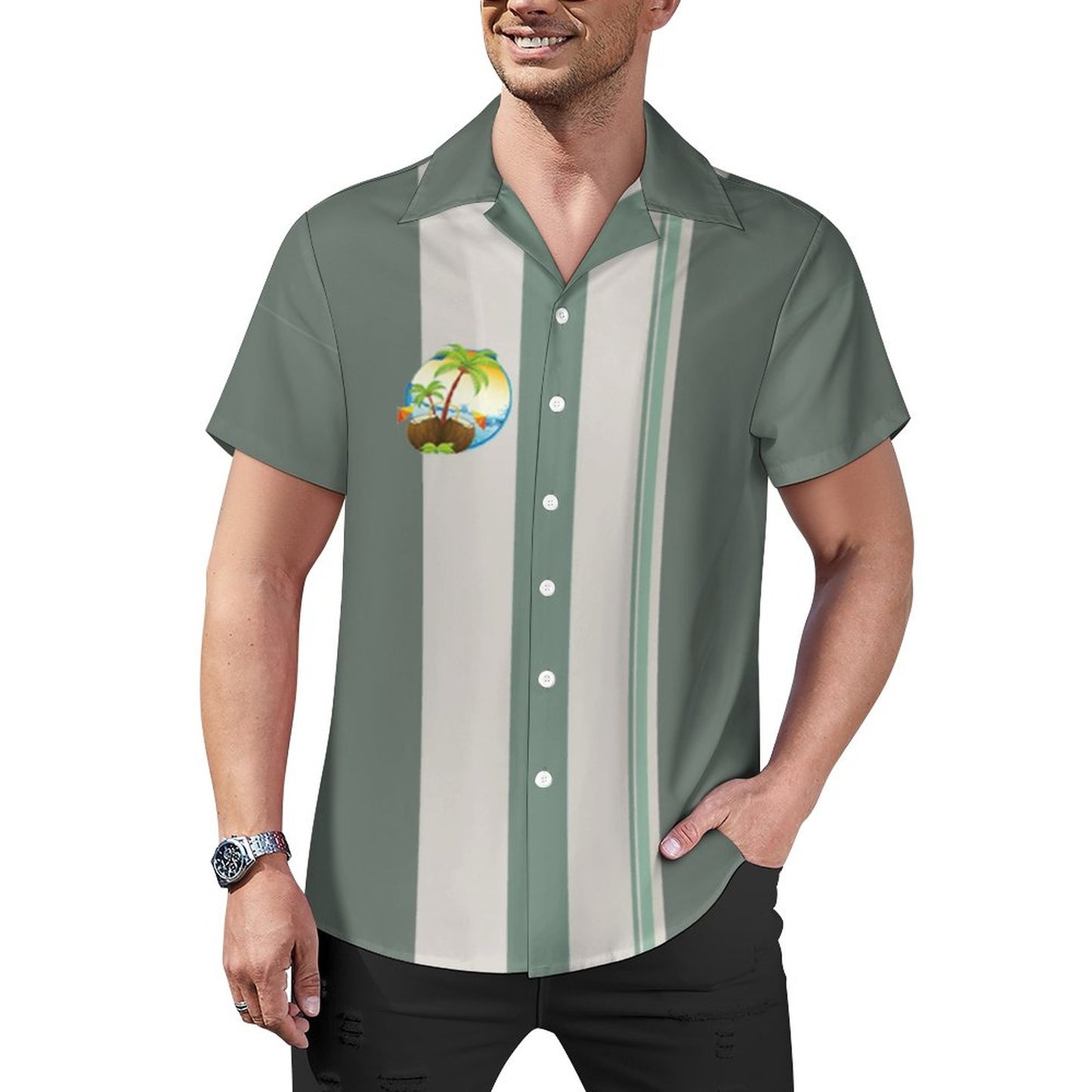 Men's Hawaiian Print Casual Shirt 2304107069