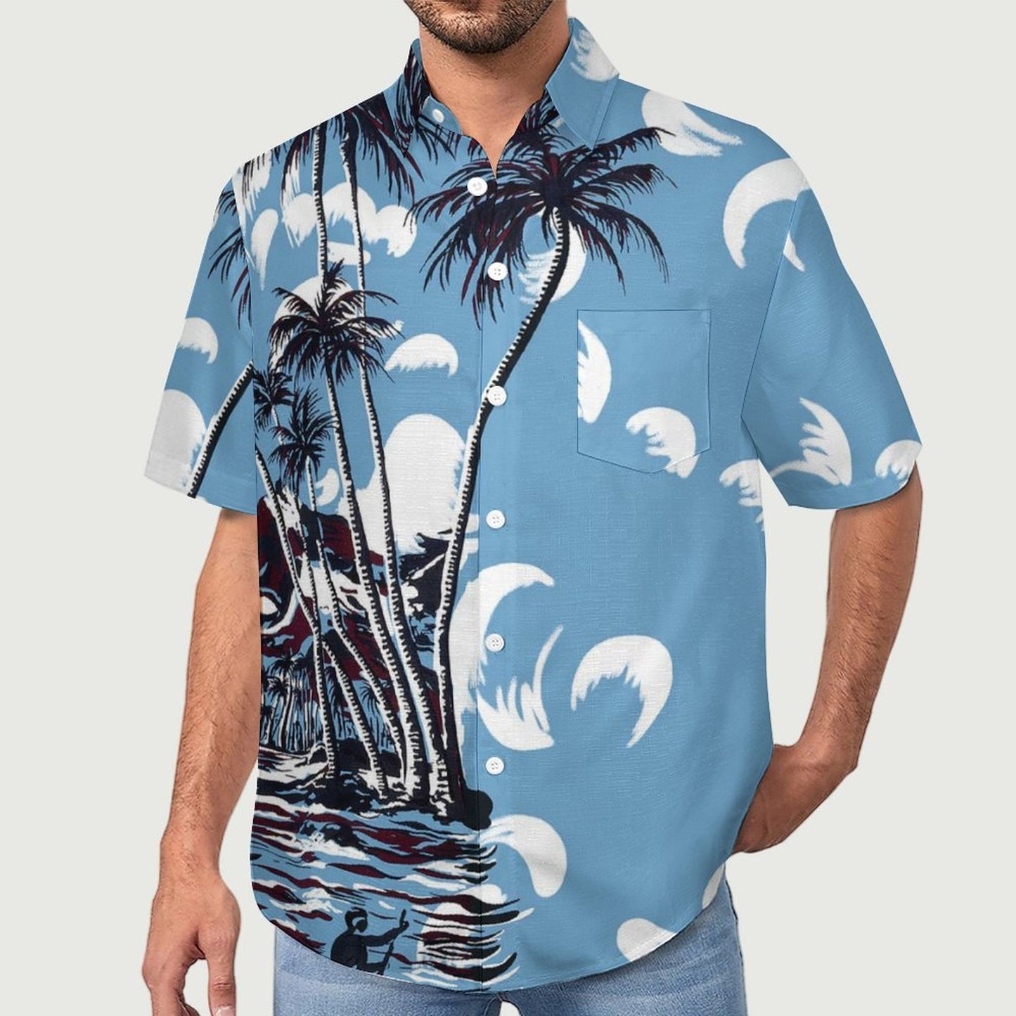 Men's Beach Botanical Print Vacation Hawaiian Shirt 2306104581
