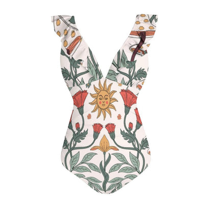 Casual Printed One Piece Swimsuit And Cover Up 2306102471