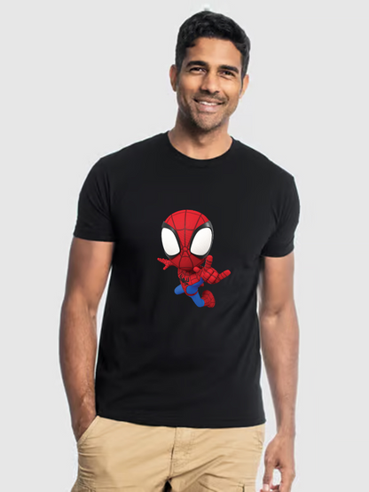 Men's Casual Spider-Man Printed Round Neck Short Sleeve T-Shirt