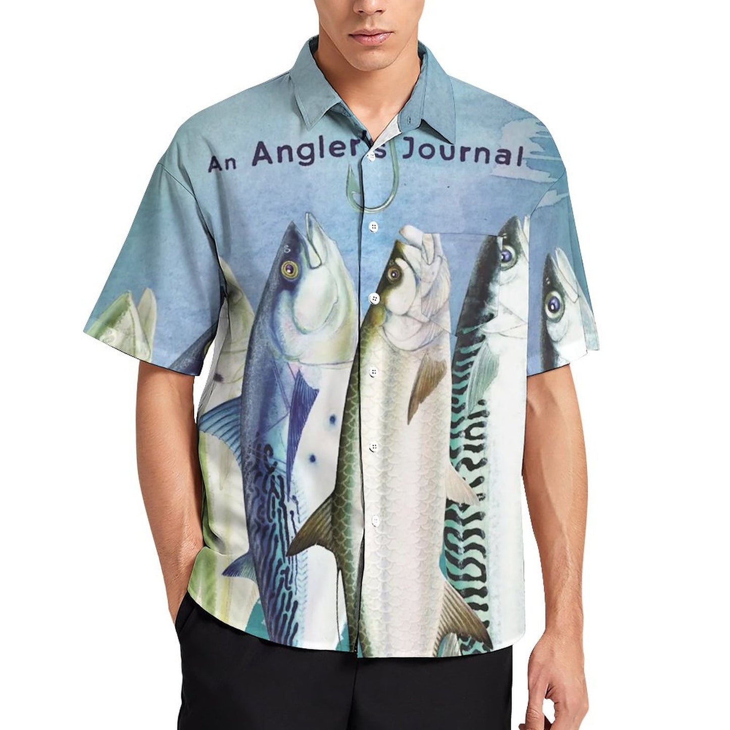 Men's Hawaiian Fishing Diary Printed Vacation Shirt 2306101854