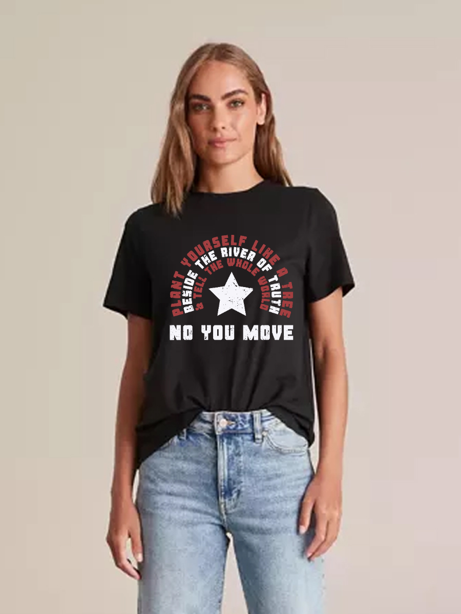 Women's Casual Marvel No You Move Printed Round Neck Short Sleeve T-Shirt