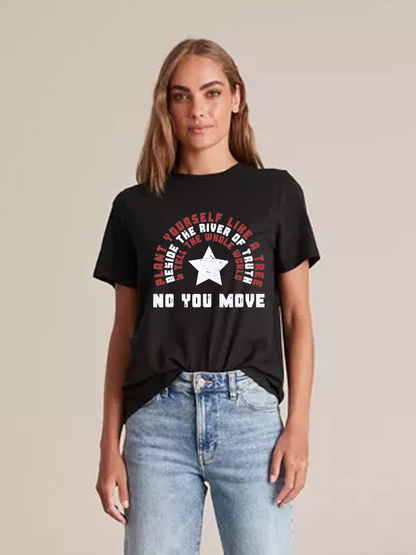 Women's Casual Marvel No You Move Printed Round Neck Short Sleeve T-Shirt