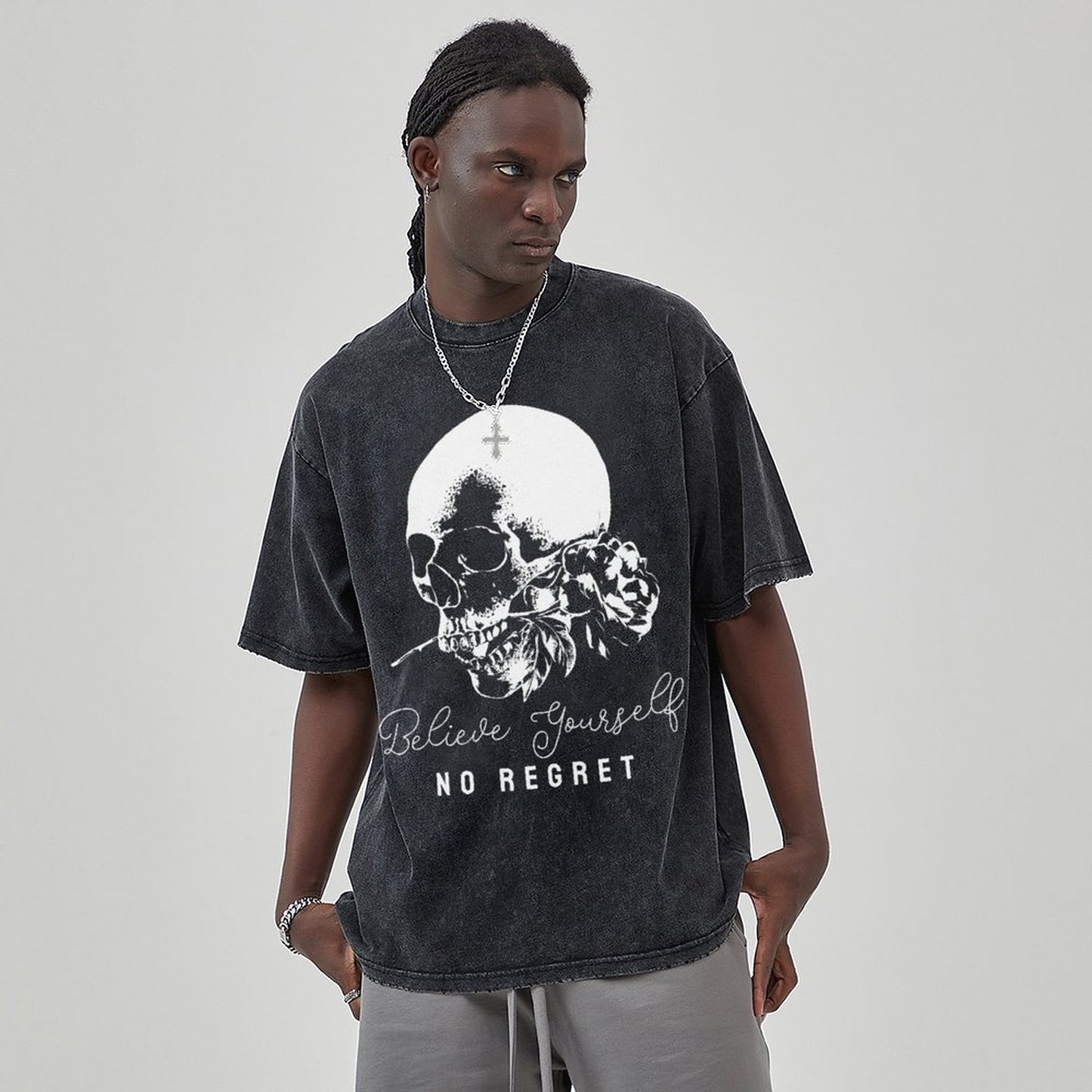 Mens Cotton Wash Solid T-Shirts Oversized Unisex Short Sleeve Streetwear Rap Hip Hop Basic Tee Tops 2305101629