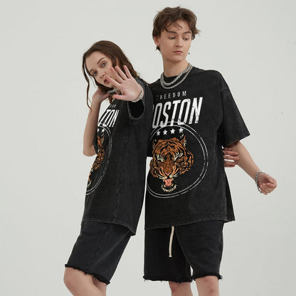 Mens Cotton Wash Solid T-Shirts Oversized Unisex Short Sleeve Streetwear Rap Hip Hop Basic Tee Tops 2305101617