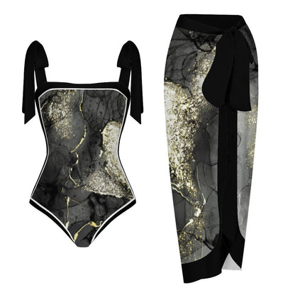 Fashion Printed One Piece Swimsuit And Cover Up 2305104820