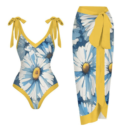 Casual Printed One-Piece Swimsuit And Cover Up 2305102445