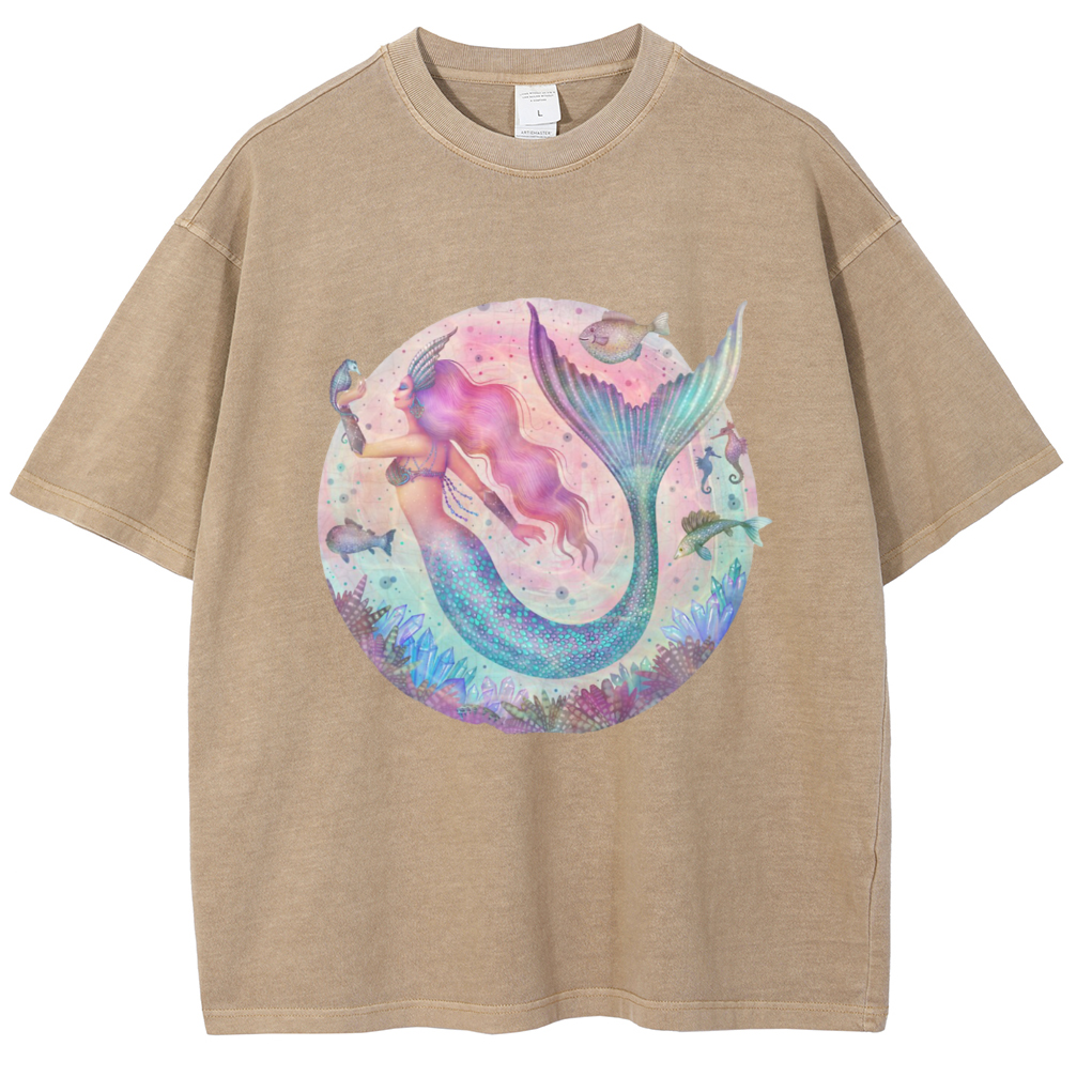 Mens Cotton Wash Solid T-Shirts Oversized Unisex Short Sleeve Streetwear Rap Hip Hop Basic Tee Tops