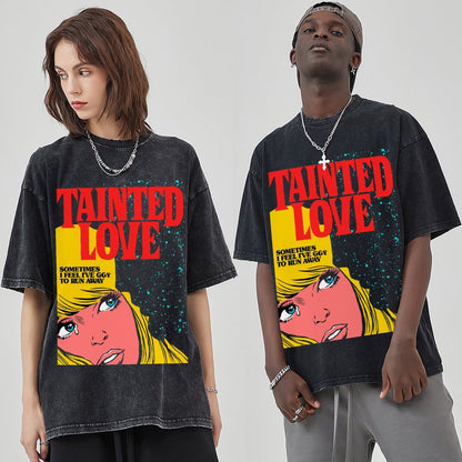 Tainted Love Unisex Vintage Solid Wash Denim T-Shirts