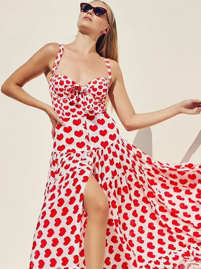 Sling Lace Up Printed One Piece Swimsuit And Beach Skirt