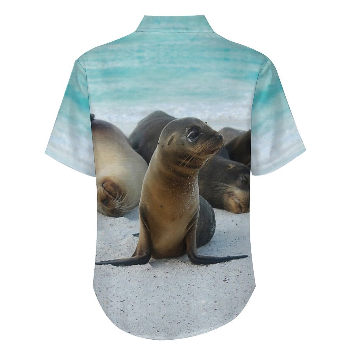 Men's Sea Lion Painted Print Vacation Hawaiian Shirt