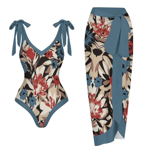 Casual Printed One-Piece Swimsuit And Cover Up 2305102409