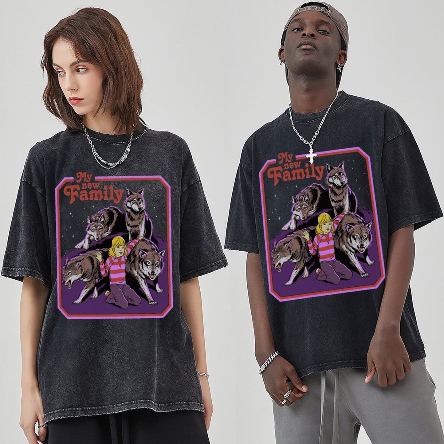 Unisex Vintage Solid Wash Denim T-Shirts