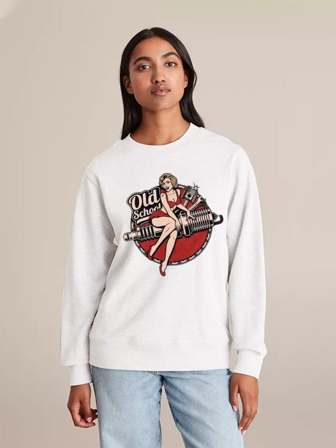 Unisex Round Neck Casual Printed Long Sleeve Sweatshirt
