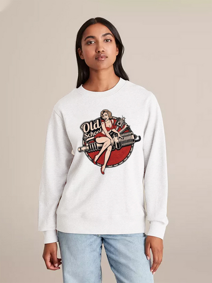 Unisex Round Neck Casual Printed Long Sleeve Sweatshirt